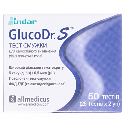 Тест-смужки GlucoDr. S AGM-513S для глюкометра, 50 штук